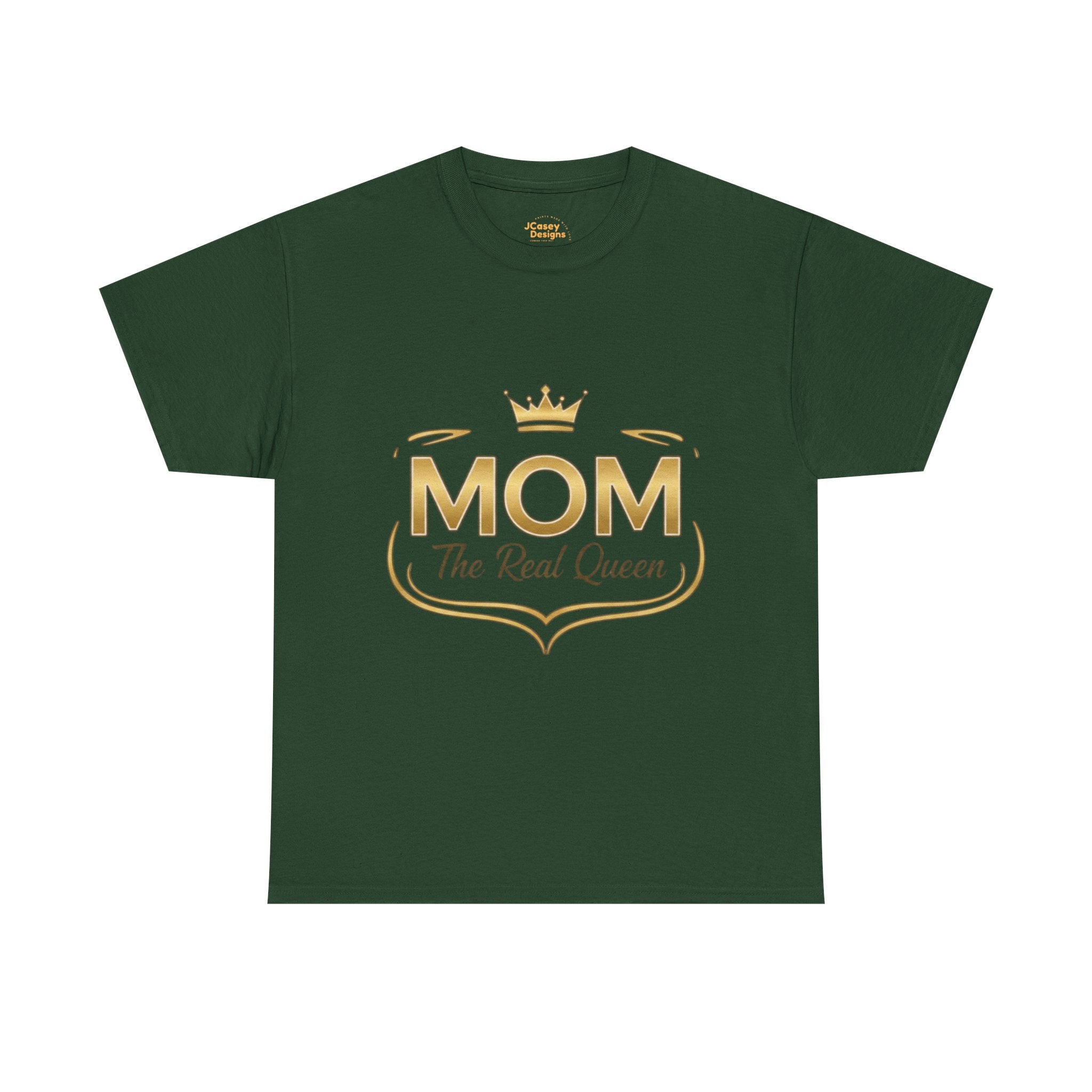 Mom The Real Queen T-Shirt – Gold Crown Mother’s Day Tee (“My Heart Is Full” on Back)