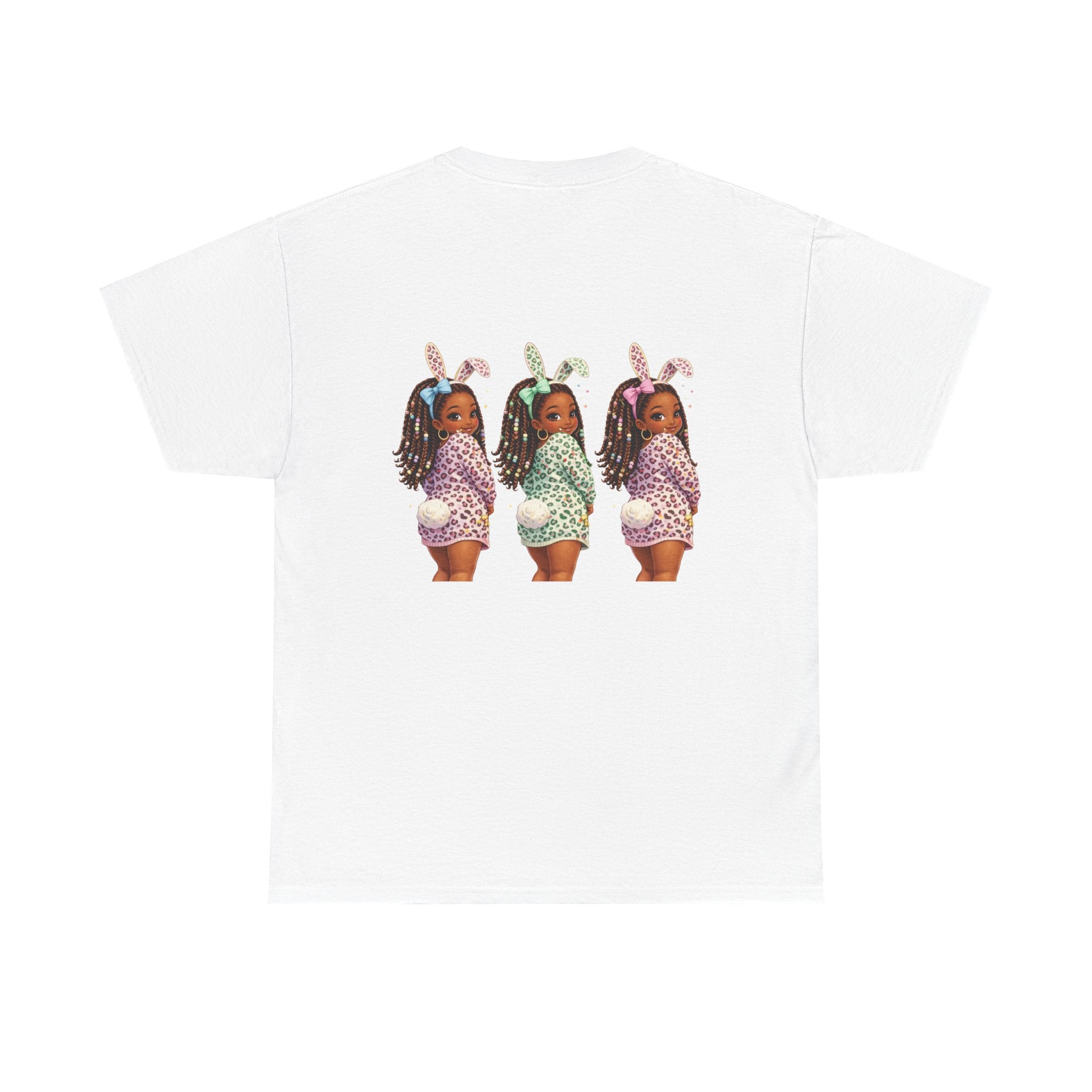 T-Shirt — 'Happy Easter' Pastel Bunny Eggs Tee (Easter Holiday, Cute Spring Kids & Women’s Graphic)