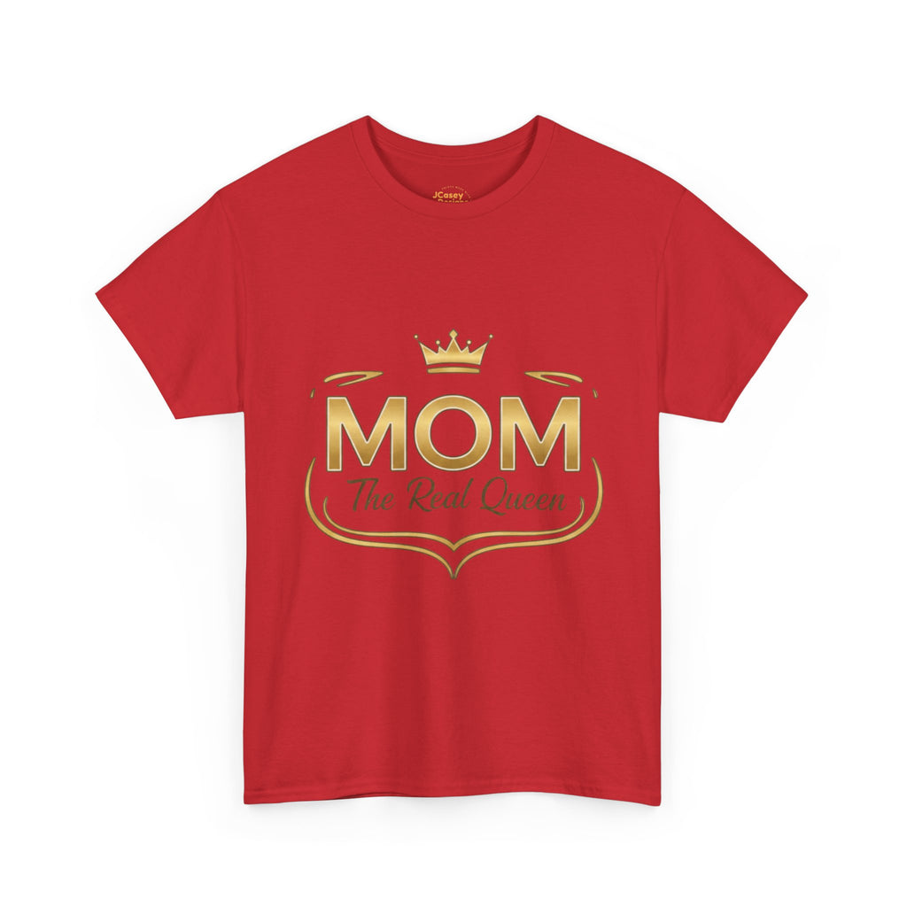 Mom The Real Queen T-Shirt – Gold Crown Mother’s Day Tee (“My Heart Is Full” on Back)