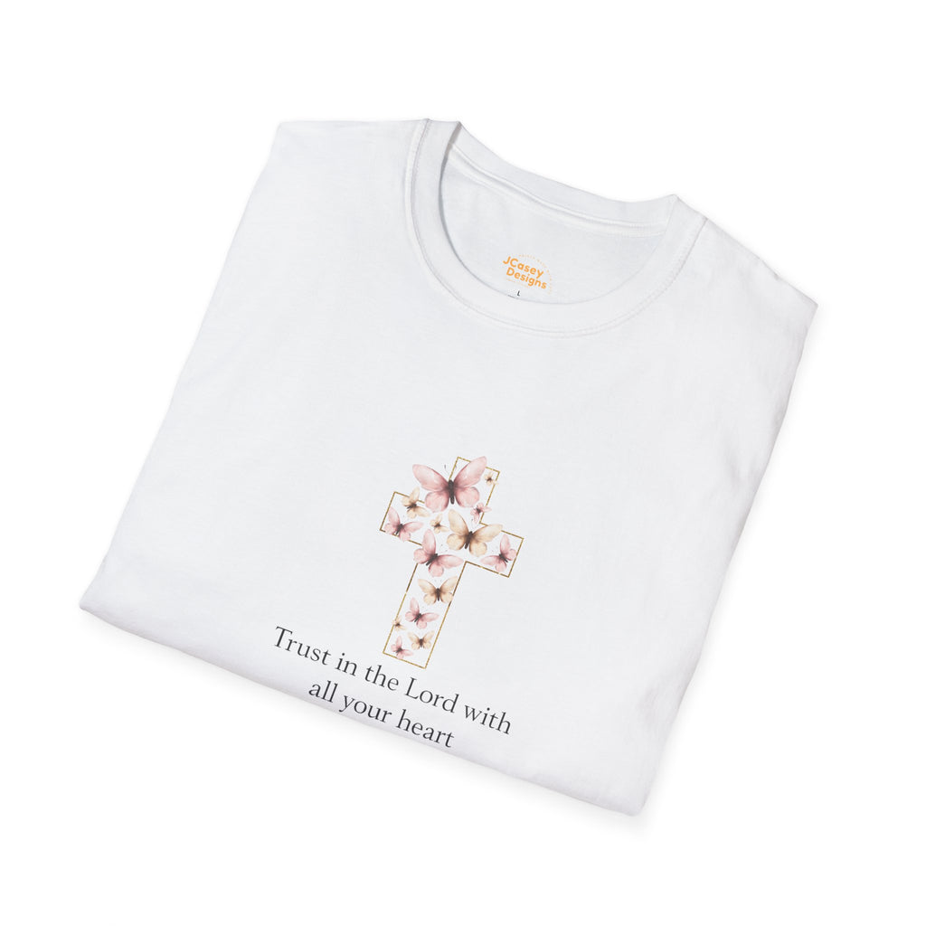 Floral Cross Scripture Tee — Trust in the Lord Christian T-Shirt