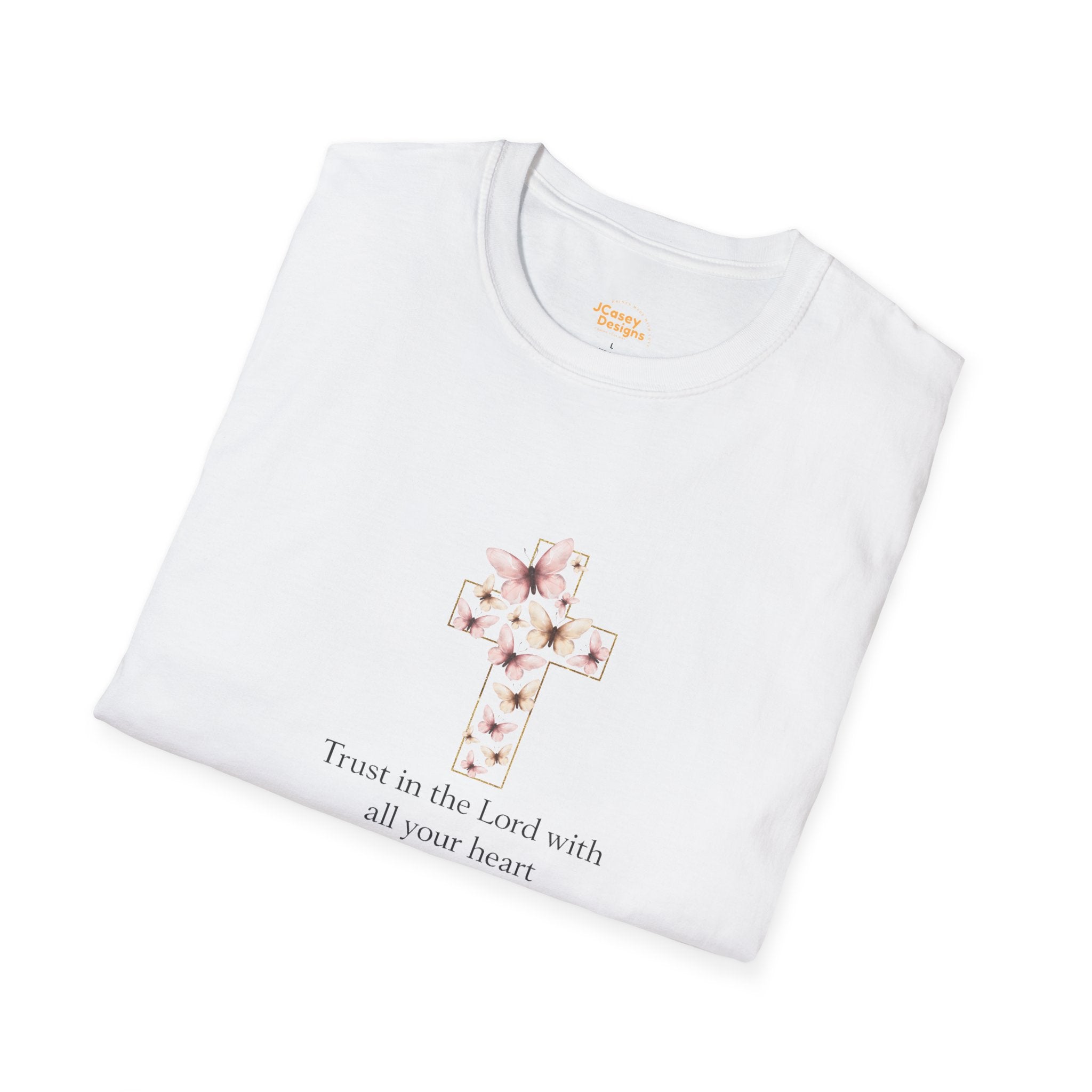 Floral Cross Scripture Tee — Trust in the Lord Christian T-Shirt